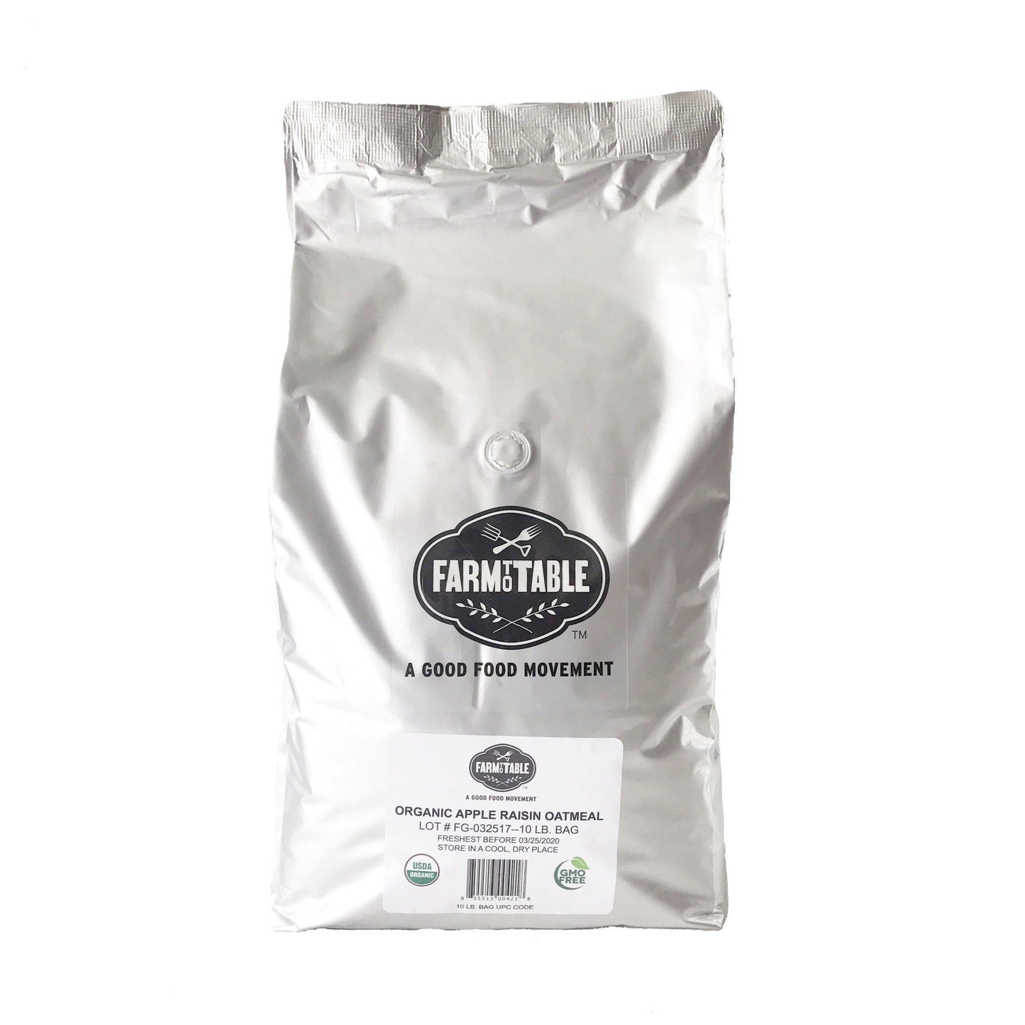 Organic Apple Raisin Superfood Whole Grain & Oatmeal - 10 lb. cafe bag Auto renew - Farm to Table Foods