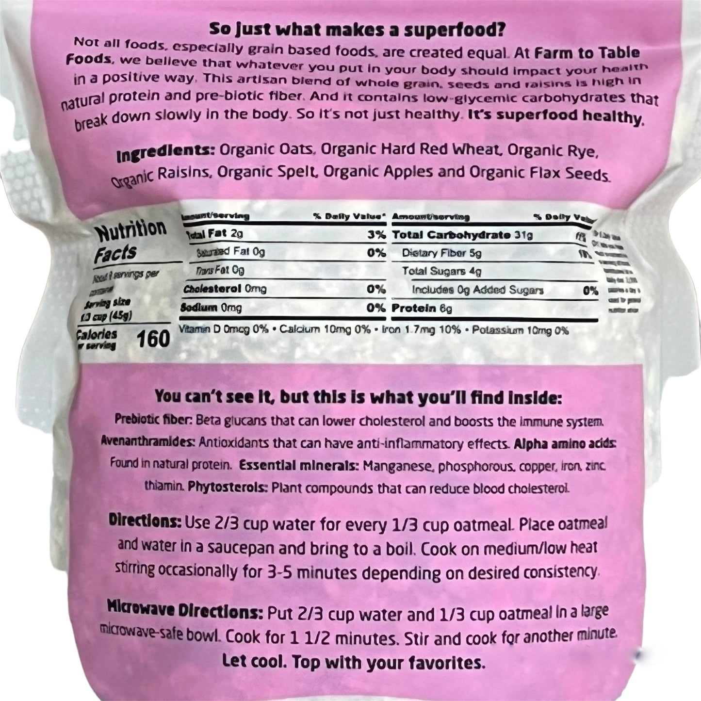 Organic Apple Raisin Superfood Whole Grain & Oatmeal--3- 14 oz. bags Auto renew